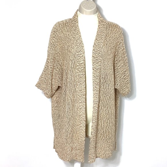 NWT Lane Bryant Metallic Open Front Cardigan Sweater 14/16 Gold Brown Beige - Picture 2 of 9